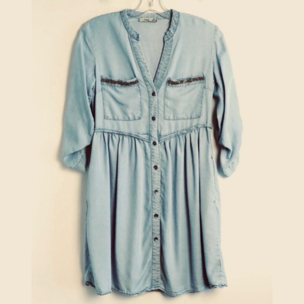 DEX Light Blue Tunic/Dress with good pocket detail